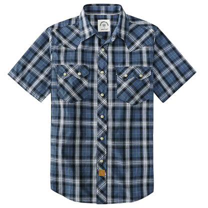 HOTDubinik® Pearl Snap Western Shirts for Men Short Sleeve Cowboy Men's Casual Shirt with 2 Sawtooth Pocket Vintage