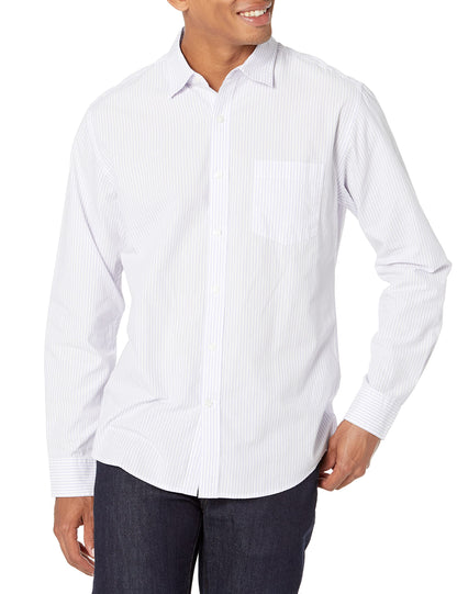 HOTAmazon Essentials Men's Regular-Fit Long-Sleeve Casual Poplin Shirt, Button Front, Business Casual, Collared