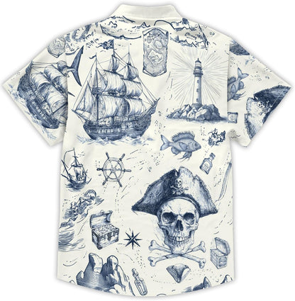 HOTDFZ Funny Hawaiian Shirts for Men Summer Beach Short Sleeve Button Down Shirt Theme Party Shirt
