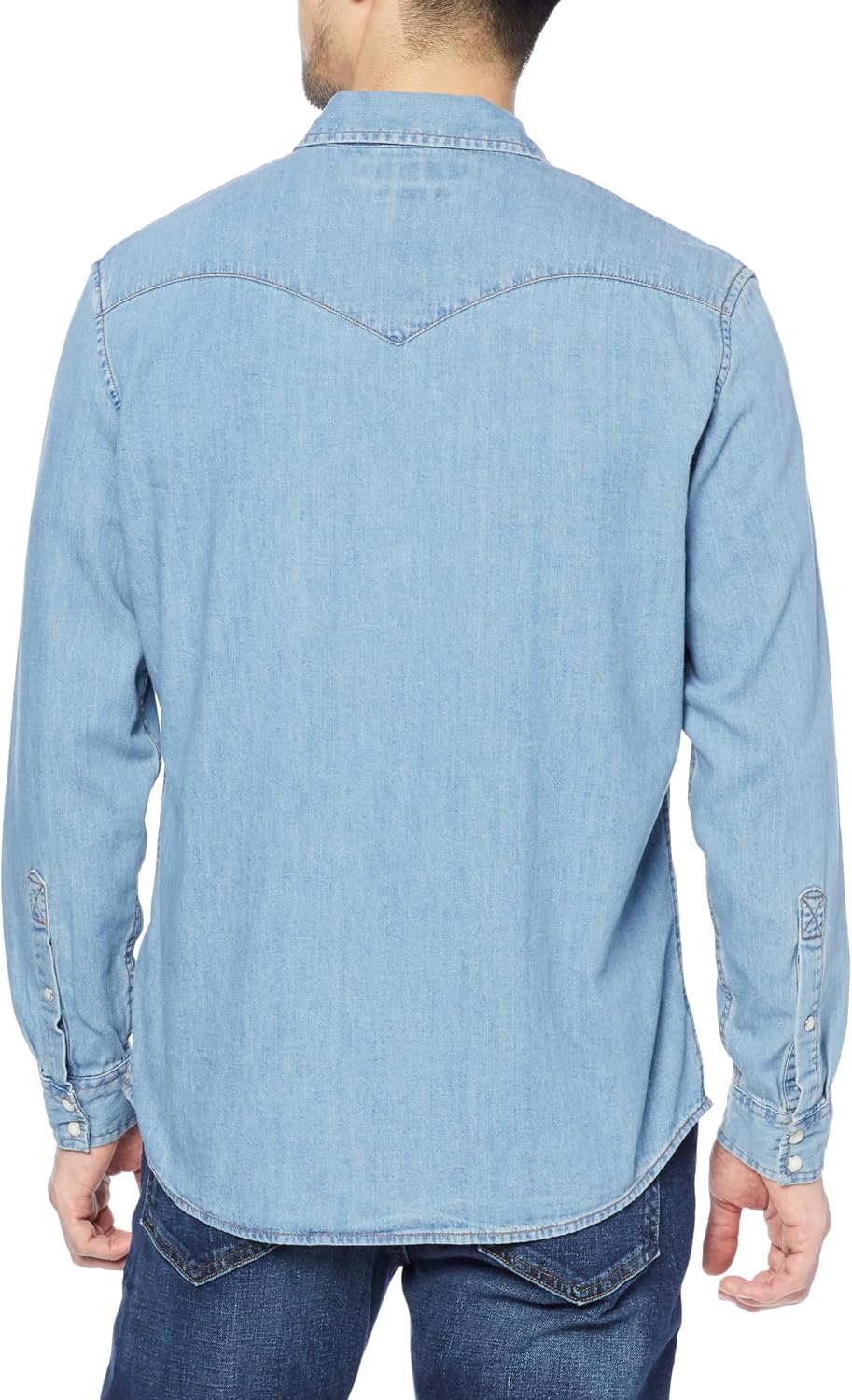 HOTAmazon Essentials Men's Slim-Fit Long-Sleeve Denim Western Style Cotton Shirt with Snap Buttons, Lightweight