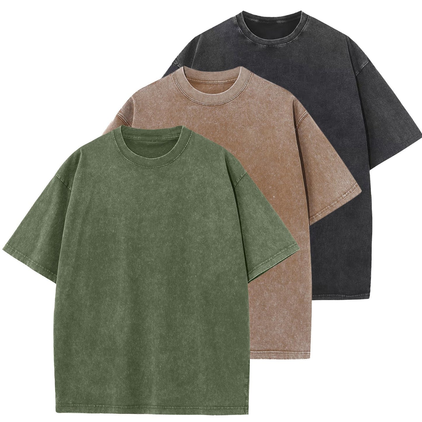 HOTMen's Cotton T-Shirts Oversized Unisex Short Sleeves Casual Loose Wash Solid Basic Tee Tops