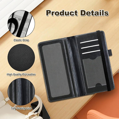 HOTCheckbook Cover for Personal Checkbook Leather Check Book Covers for Women Men with RFID Blocking Multi Card Slots Lightweight Compact Wallet, Retro Music Note
