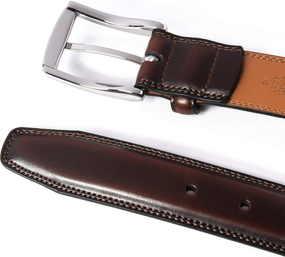 HOTFabio Valenti Genuine Leather Dress Belts For Men - Mens Belt For Suits, Jeans, Uniform With Single Prong Buckle