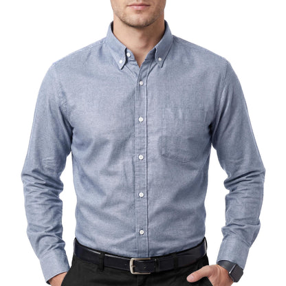 HOTCotton King Mens 100% Cotton Oxford Shirt Long Sleeve Dress Shirts for Men Button Down Work Casual Shirt with Pocket