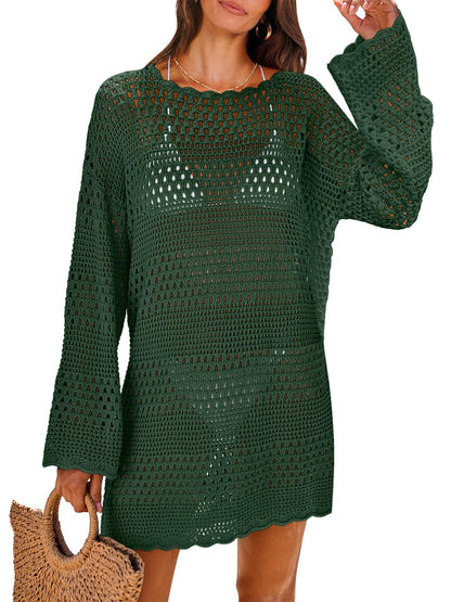HOTANRABESS Women Swimsuit Crochet Swim Cover Up 2026 Summer Bathing Suit Swimwear Mesh Knit Beach Dress Vacation Outfits