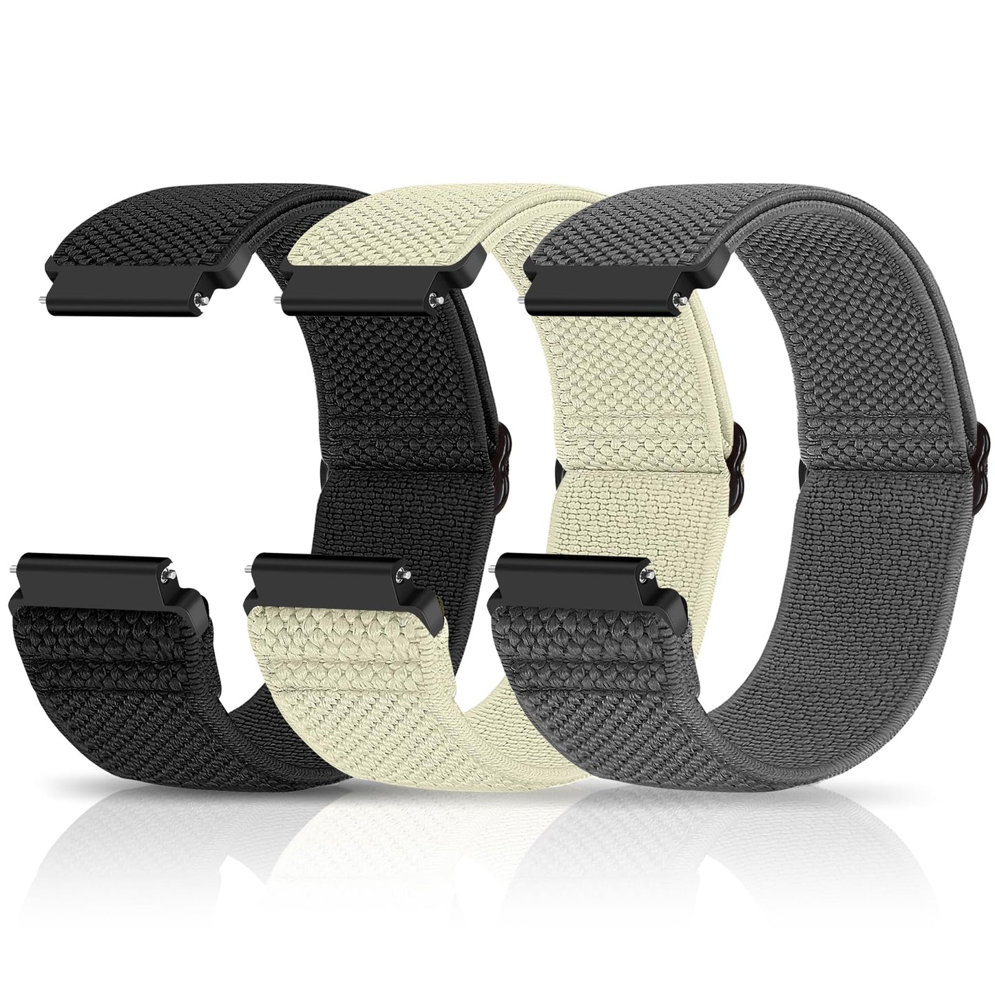 HOTCompatible with 16mm 18mm 19mm 20mm 22mm 24mm Watch Bands Quick Release Replacement Wristband,Adjustable Stretchy Nylon Solo Loop Straps Fabric Braided Sport Elastic Bands for Men Women