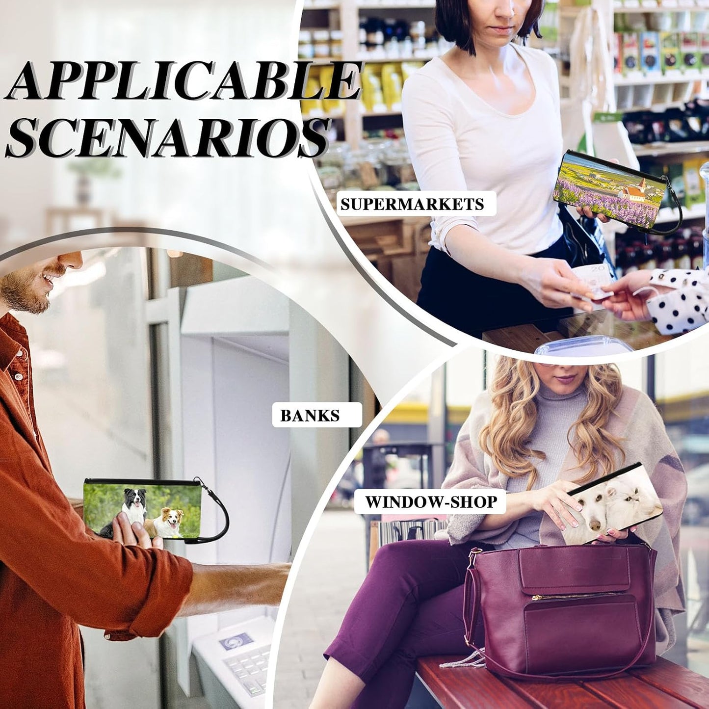 HOT2pcs Sublimation Heat Transfer Wallet Blank, Fashion Ladies Leather Wallets, Large Capacity Secure Buckle Leather Clutch Wallet, DIY Craft Long Purse for Women Girl Gift (2pcs)