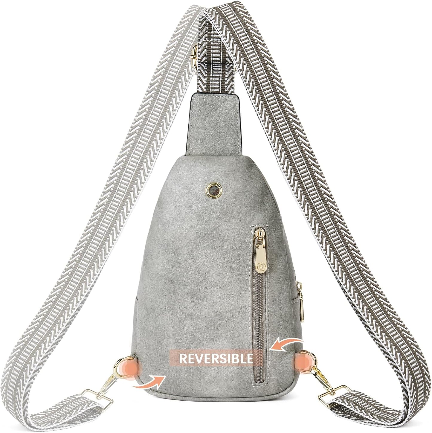 HOTBOSTANTEN Sling Bag for Women Leather Crossbody Bags Fanny Pack Chest Bag for Travel