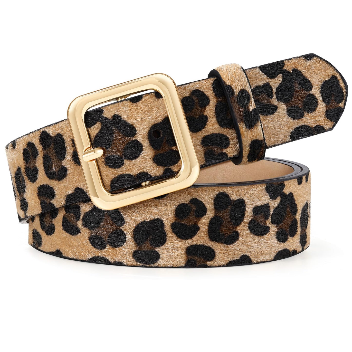 HOTXZQTIVE Women’s Leather Belts for Jeans Pants Dresses Fashion Ladies Black Belt with Square Buckle