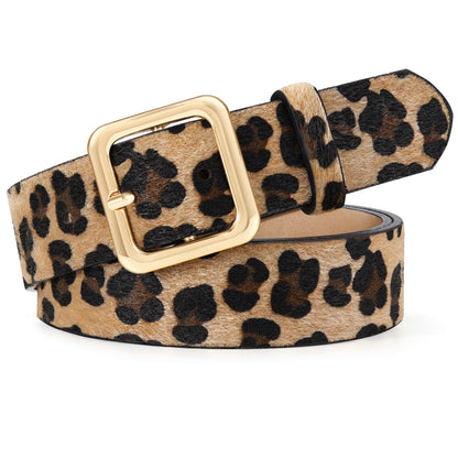 HOTXZQTIVE Women’s Leather Belts for Jeans Pants Dresses Fashion Ladies Black Belt with Square Buckle