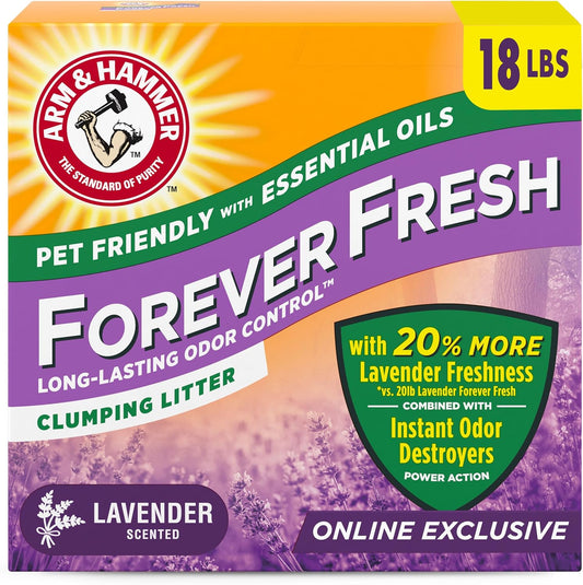 HOTArm & Hammer Forever Fresh Clumping Cat Litter Lavender, MultiCat Cat Litter Odor Control 18lb With 20% More Lavender Freshness, With Essential Oils