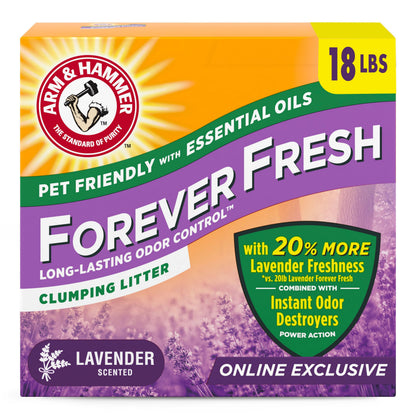 HOTArm & Hammer Forever Fresh Clumping Cat Litter Lavender, MultiCat Cat Litter Odor Control 18lb With 20% More Lavender Freshness, With Essential Oils