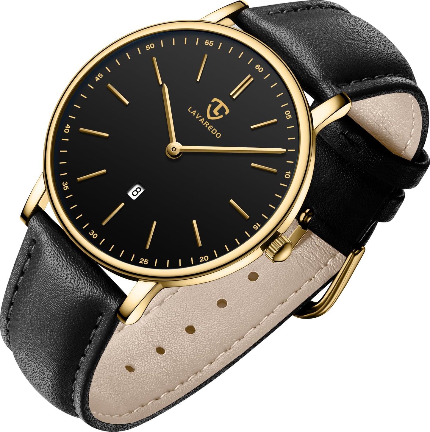 HOTBEN NEVIS Watch, Mens Watch, Minimalist Fashion Simple Wrist Watch Analog Date with Leather Strap