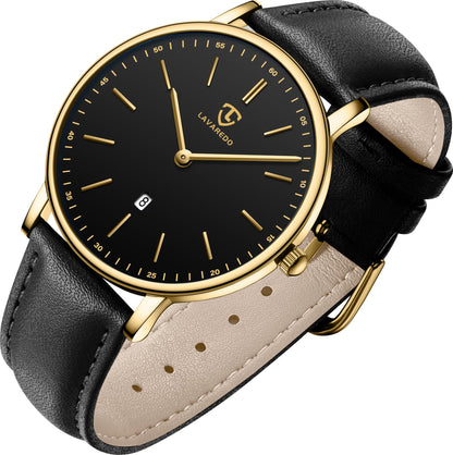 HOTBEN NEVIS Watch, Mens Watch, Minimalist Fashion Simple Wrist Watch Analog Date with Leather Strap
