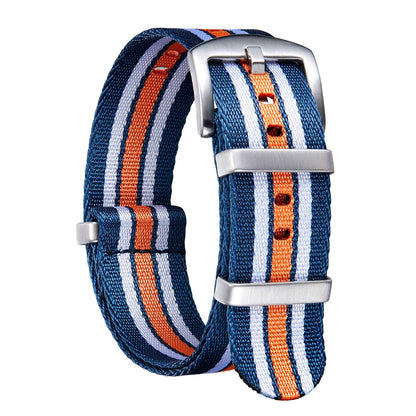 HOTBINLUN Nylon Watch Band 18mm,20mm,22mm,24mm Rugged Military Replacement Watch Straps Silver&Black Stainless Buckle Heavy-Duty Wristband For Traditional Men Women Watches