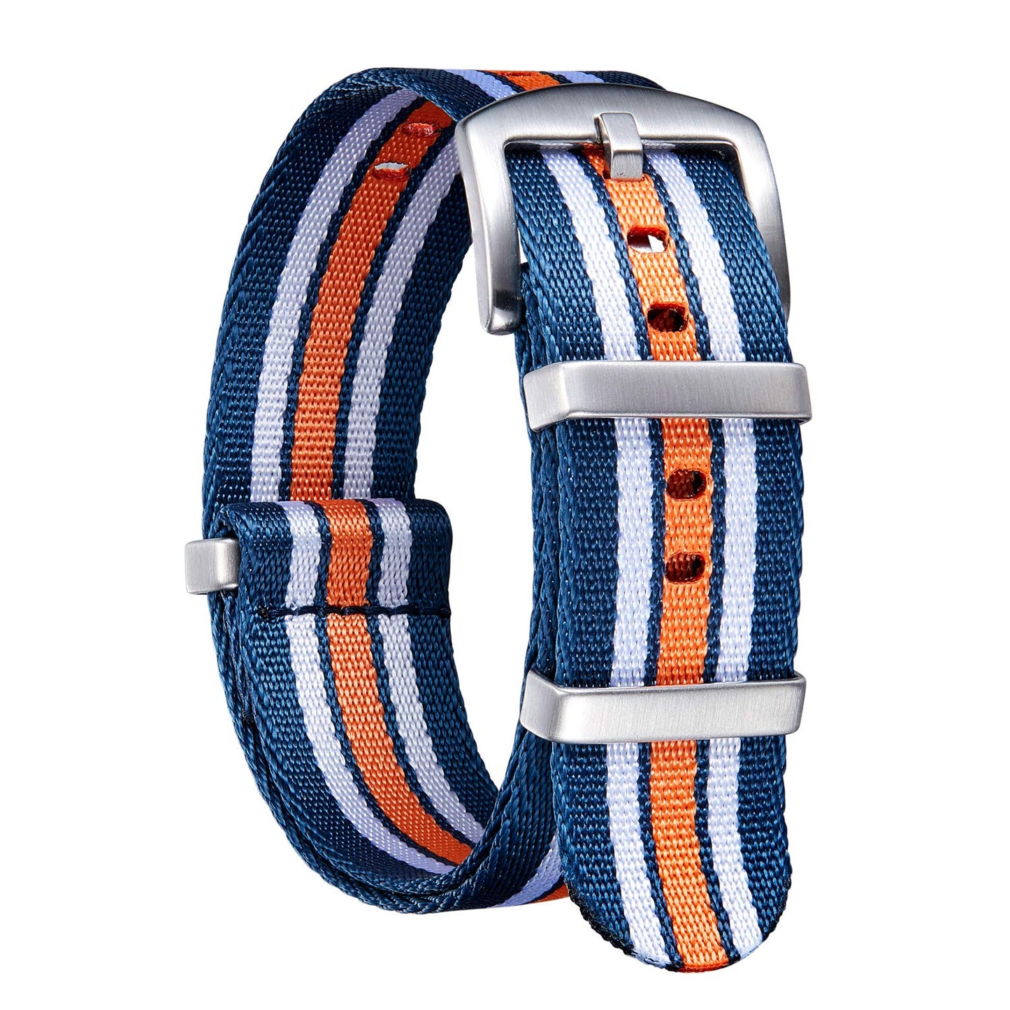 HOTBINLUN Nylon Watch Band 18mm,20mm,22mm,24mm Rugged Military Replacement Watch Straps Silver&Black Stainless Buckle Heavy-Duty Wristband For Traditional Men Women Watches