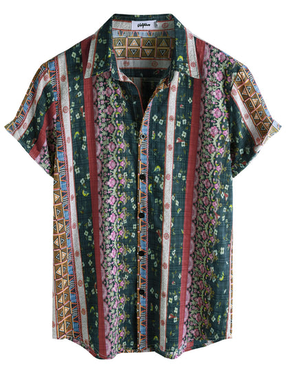 HOTVATPAVE Mens Casual Short Sleeve Button Down Shirts Regular Fit Hawaiian Summer Shirt