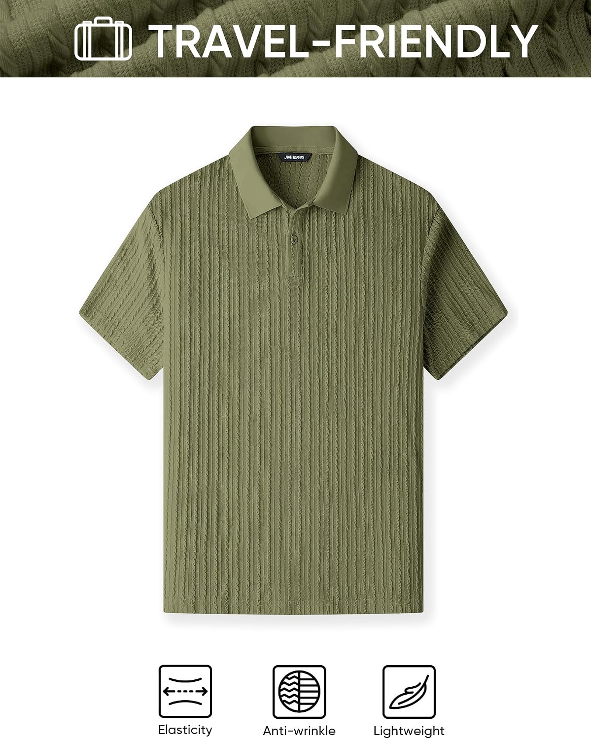 HOTJMIERR Mens Casual Polo Shirt Summer Short Sleeve Vacation Button Beach Knit Stretchy Golf Shirts