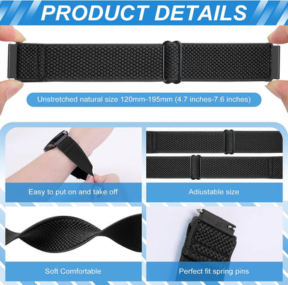 HOTCompatible with 16mm 18mm 19mm 20mm 22mm 24mm Watch Bands Quick Release Replacement Wristband,Adjustable Stretchy Nylon Solo Loop Straps Fabric Braided Sport Elastic Bands for Men Women