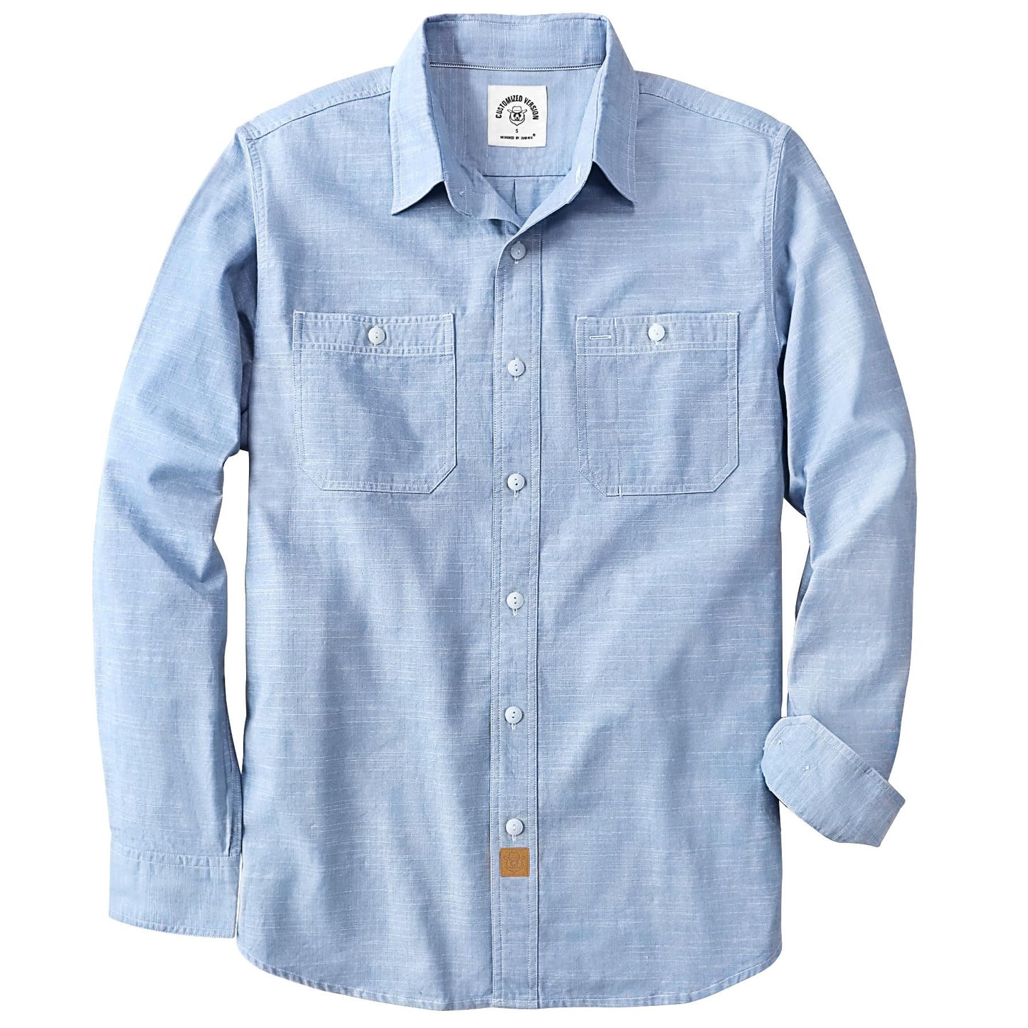HOTDubinik® Chambray Shirt Men Cotton Mens Long Sleeve Button Down Shirts | Lightweight, Soft, Comfortable, Casual, Work, Breathable, 2 Pockets, Regular Fit, Vintage, Spring, Summer, Fall, Winter