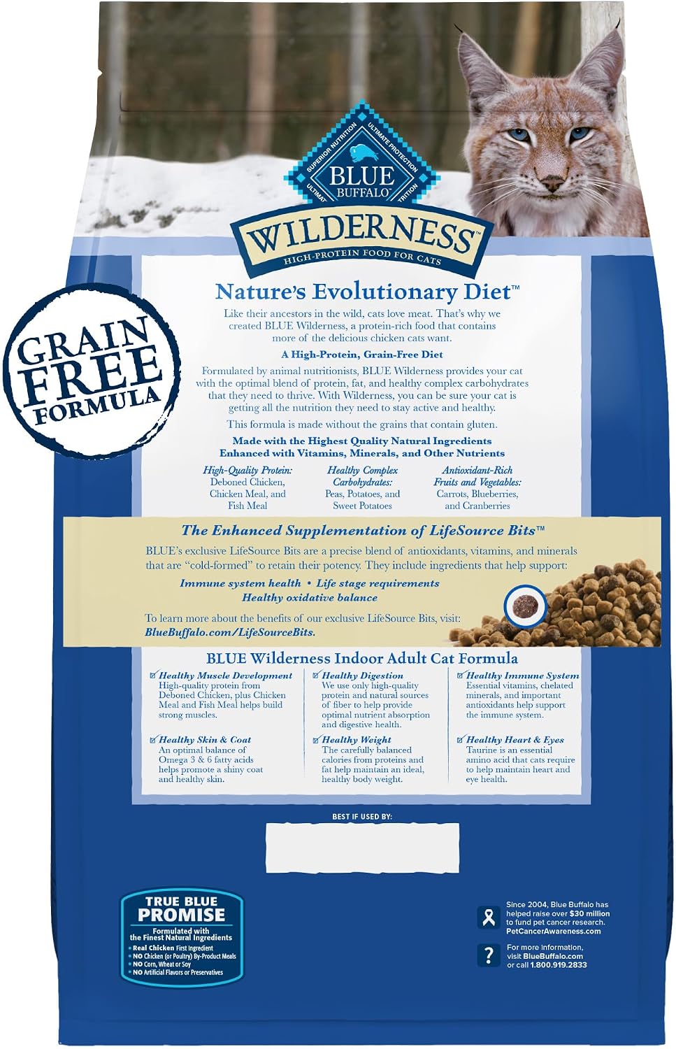 HOTBlue Buffalo Wilderness Chicken Natural High-Protein Grain-Free Dry Food for Adult Indoor Cats, Real Chicken First, Antioxidant-Rich LifeSource Bits Support Immunity, Promotes Strong Muscles, 5 lbs.