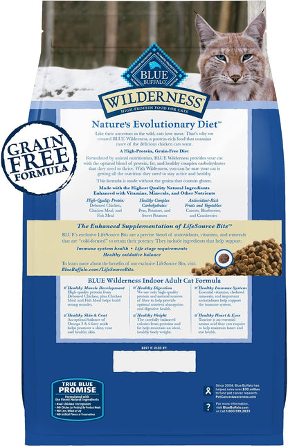 HOTBlue Buffalo Wilderness Chicken Natural High-Protein Grain-Free Dry Food for Adult Indoor Cats, Real Chicken First, Antioxidant-Rich LifeSource Bits Support Immunity, Promotes Strong Muscles, 5 lbs.