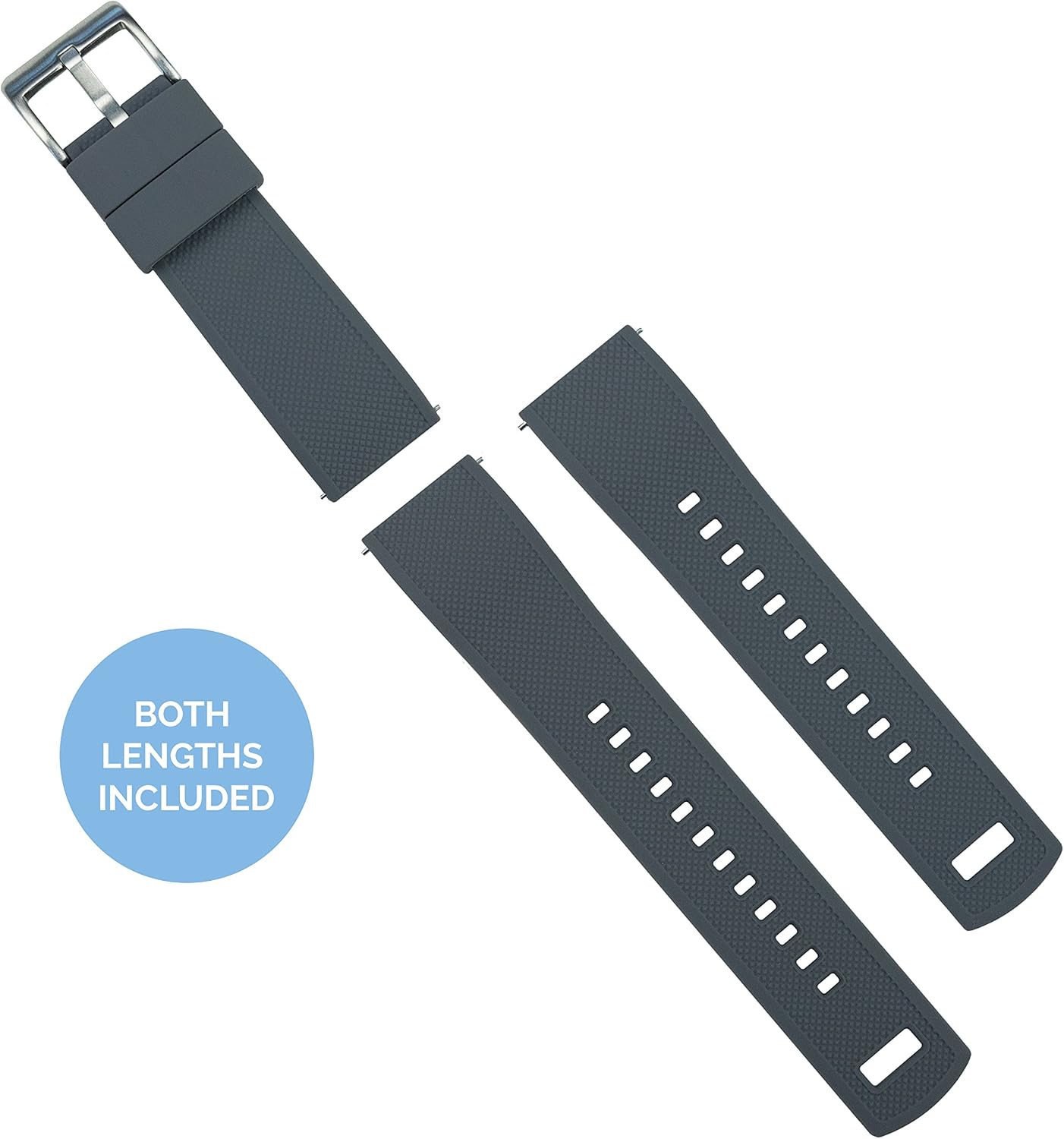 HOTBARTON Elite Silicone Watch Bands - Quick Release - Choose Strap Color & Buckle Color (Stainless Steel, Black PVD or Gunmetal Grey) - 18mm, 20mm, 22mm & 24mm Watch Straps