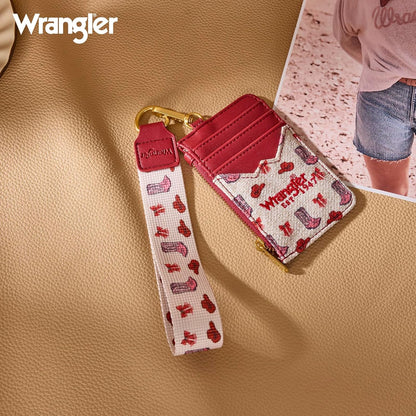HOTMontana West Wrangler Rodeo Icons Western Credit Card Holder Slim Womens Card Wallet with Keychain Wristlet Strap Coin Purse, Pink