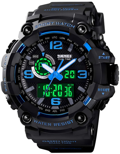 HOTGosasa Men's Large Face Outdoor Sports Watches Military S-Shock Watch Waterproof, Backlight, Alarm, Stopwatch Features - Rugged Wristwatch for Training, Hiking, and Adventure