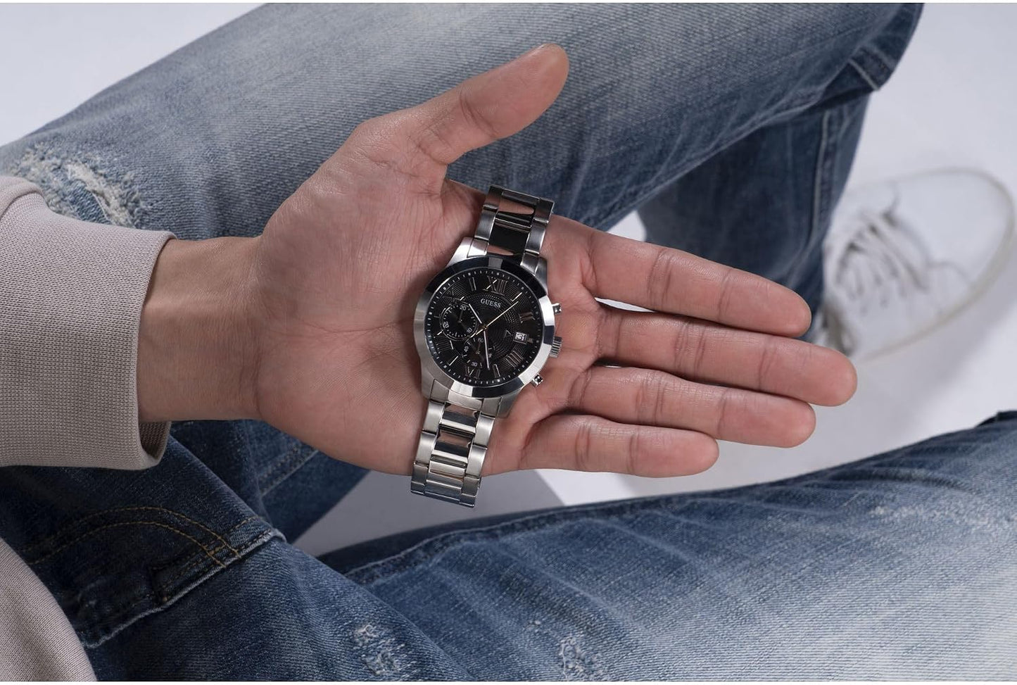 HOTGuess Men's Analog Dress Watch| Stainless Steel Case| 50M Water Resistance
