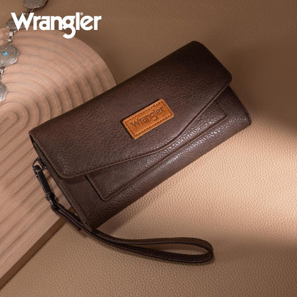HOTMontana West X Wrangler Women's Wallets Large Wristlet for Woman Ladies Female Trifold Cash Wallet with Wrist Strap and Rfid Lining
