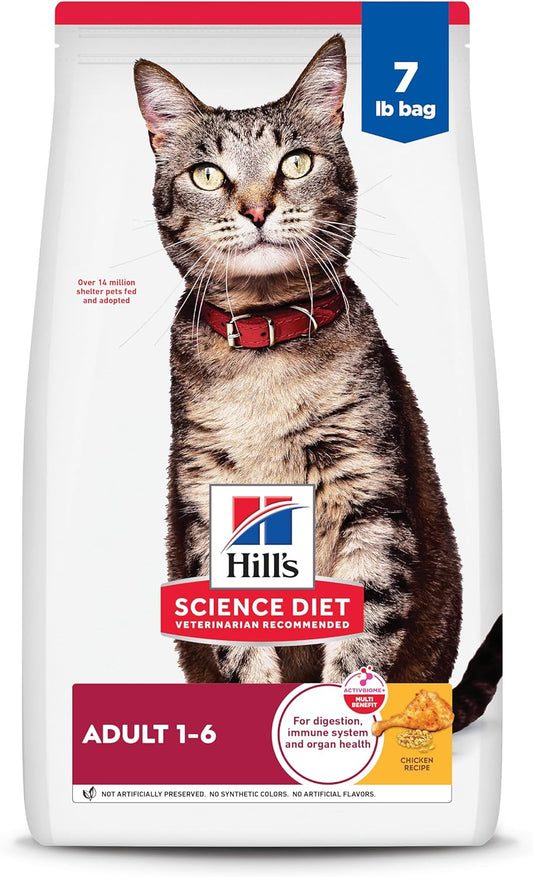 HOTHill's Science Diet Adult 1-6 Dry Cat Food | #1 Veterinarian Recommended, Chicken Recipe, 7 lb. Bag