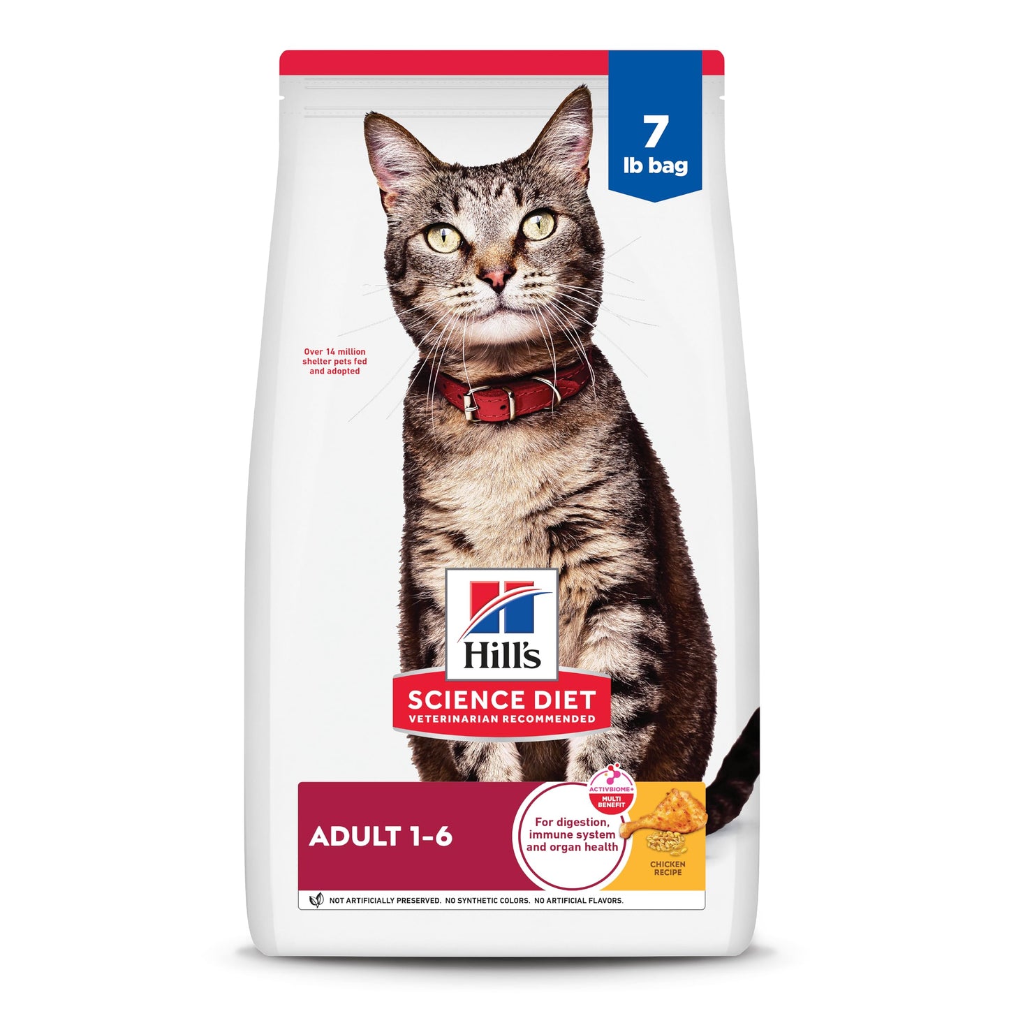 HOTHill's Science Diet Adult 1-6 Dry Cat Food, Chicken, 4 lb. Bag