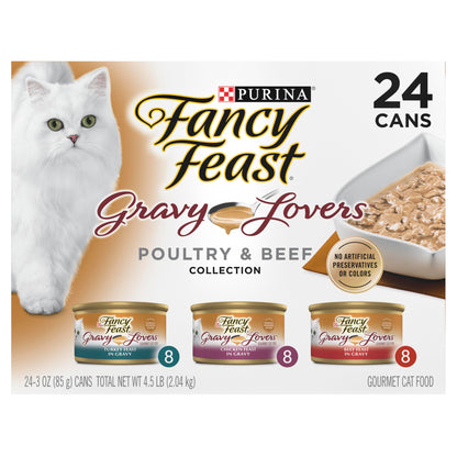 HOTPurina Fancy Feast Gourmet Wet Cat Food Variety Pack, Petites Gravy Collection, break-apart tubs, 24 servings - (Pack of 12) 2.8 oz. Tubs