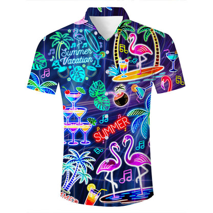 HOTFanient Mens Hawaiian Shirt Summer 3D Print Casual Short Sleeve Button Down Graphic Aloha Dress Shirts