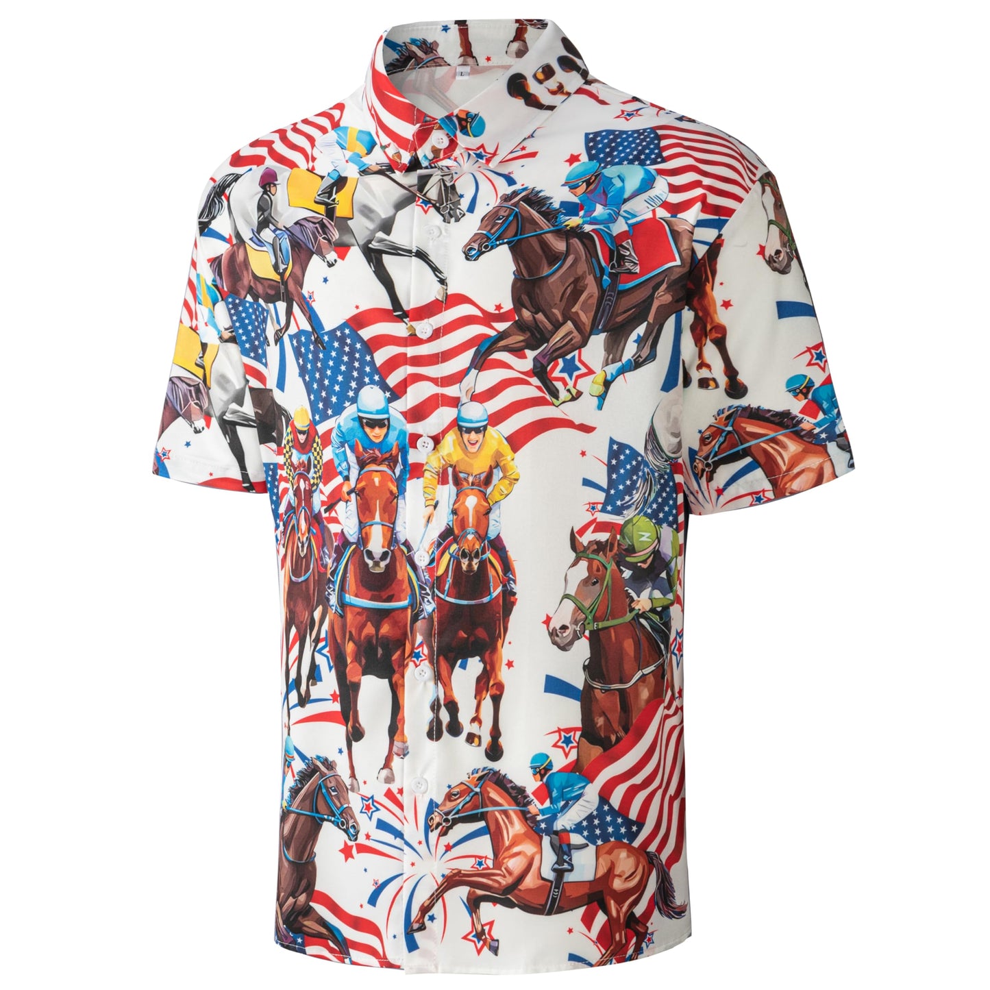 HOTMen's Casual Button Down Shirts Regular Fit Short Sleeve Hawaiian Shirt for Men