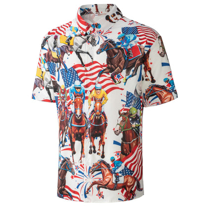 HOTMen's Casual Button Down Shirts Regular Fit Short Sleeve Hawaiian Shirt for Men
