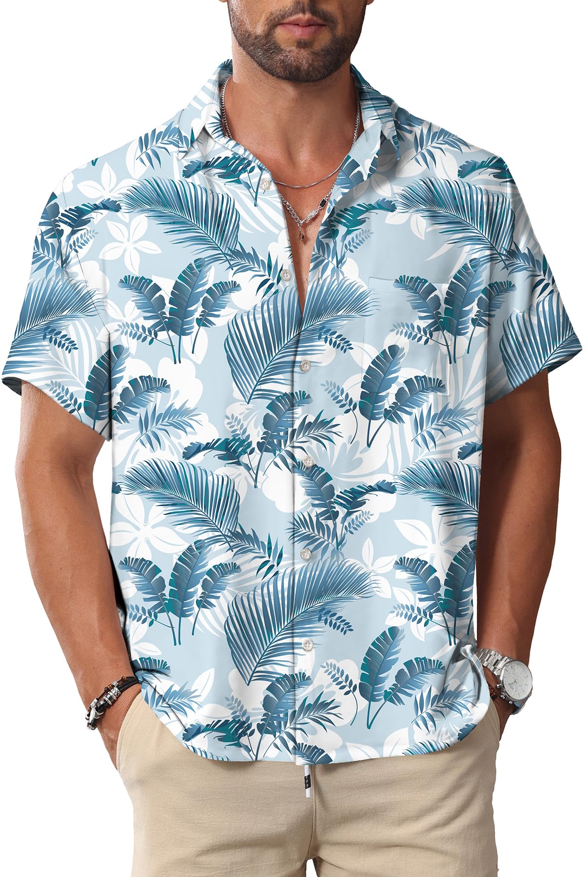 HOTKYKU Hawaiian Shirt for Men: Beach Vacation Summer Short Sleeve Button Down Mens Shirts Casual Stylish