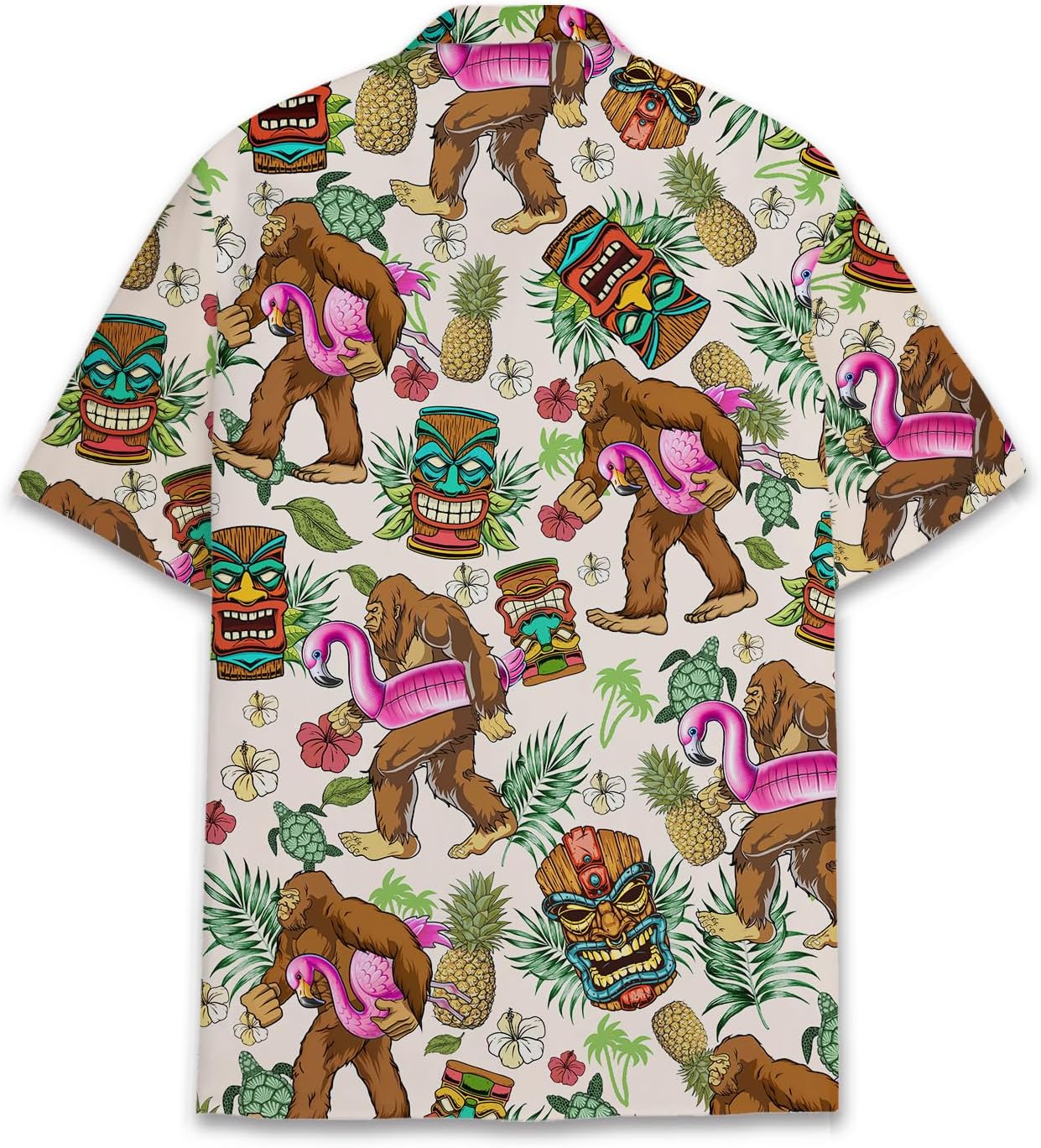 HOTTropical Bigfoot Hawaiian Shirts for Men Women, Sasquatch Summer Beach Button Down Short Sleeve