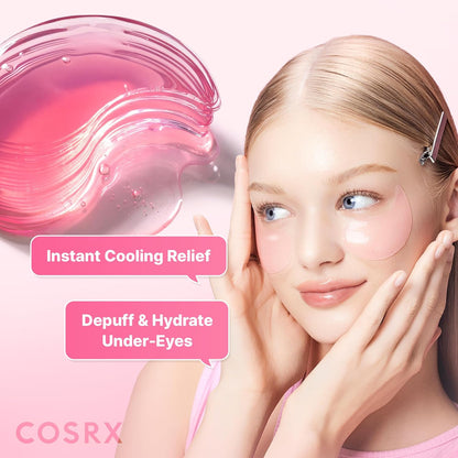 HOTCOSRX Pink Peptides Collagen Hydrogel Eye Patch for Puffy Eyes, Cooling & Firming Under Eye Patches with 4-Peptide & Caffeine (60), Depuffing Gel Eye Mask, Korean Skin Care