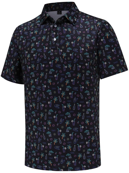 HOTMen's Golf Polo Shirts Short Sleeve Performance Moisture Wicking Dry Fit Funny Golf Polo Shirts for Men