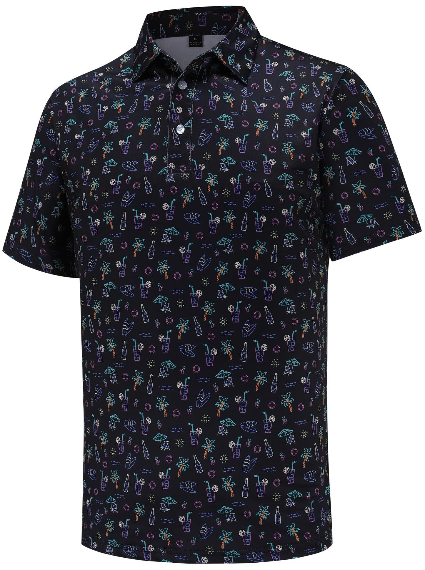 HOTMen's Golf Polo Shirts Short Sleeve Performance Moisture Wicking Dry Fit Funny Golf Polo Shirts for Men