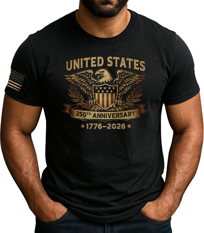 HOT250 Anniversary USA Shirt, USA Eagle Graphic Shirt for Men | Show your pride with these stylish men's patriotic shirts, designed for bold expression and comfortable, everyday wear