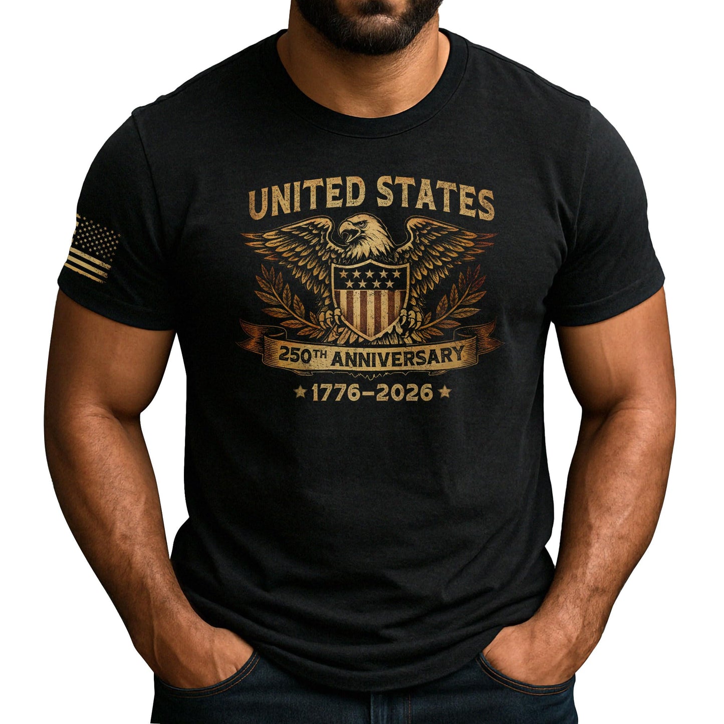 HOT250 Anniversary USA Shirt, USA Eagle Graphic Shirt for Men | Show your pride with these stylish men's patriotic shirts, designed for bold expression and comfortable, everyday wear