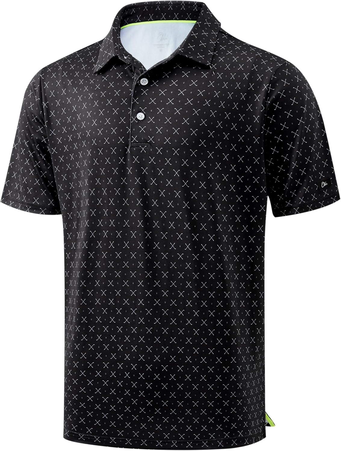 HOTObla Mens Golf Polo Shirts Short Sleeve Dry Fit Performance Moisture Wicking Casual Print Collared Golf Shirts for Men