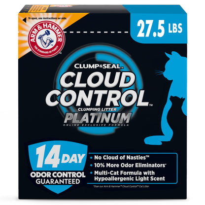 HOTARM & Hammer Slide Platinum Easy Clean-Up Clumping Cat Litter, 27.5 Lbs | 24/7 Odor Control, Triple-Action Freshness, Non-Stick, Low Tracking, Multi-Cat Formula, Scented