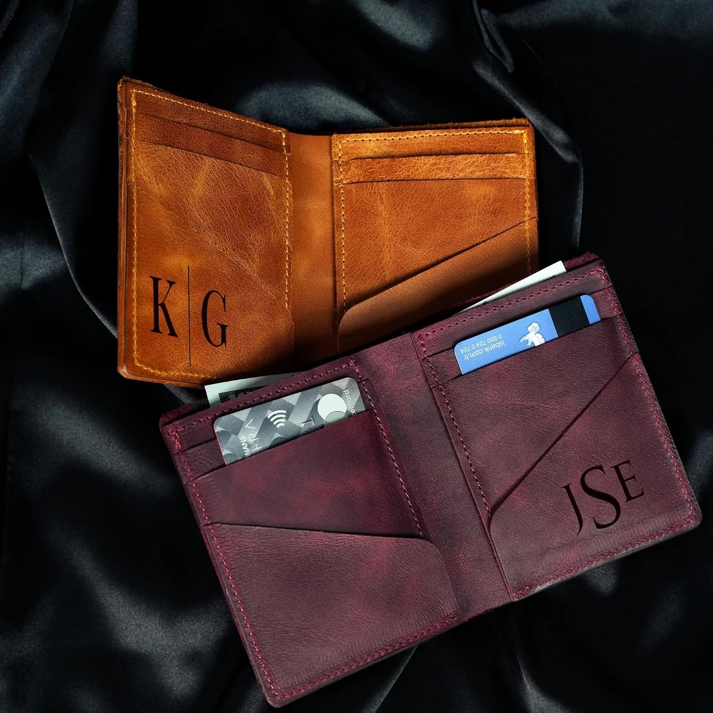 HOTMonogrammed Men Leather Wallet, Personalize Credit Card Wallet, Special Day Gift for Husband, Mens Birthday Gift, Custom Leather Accessories