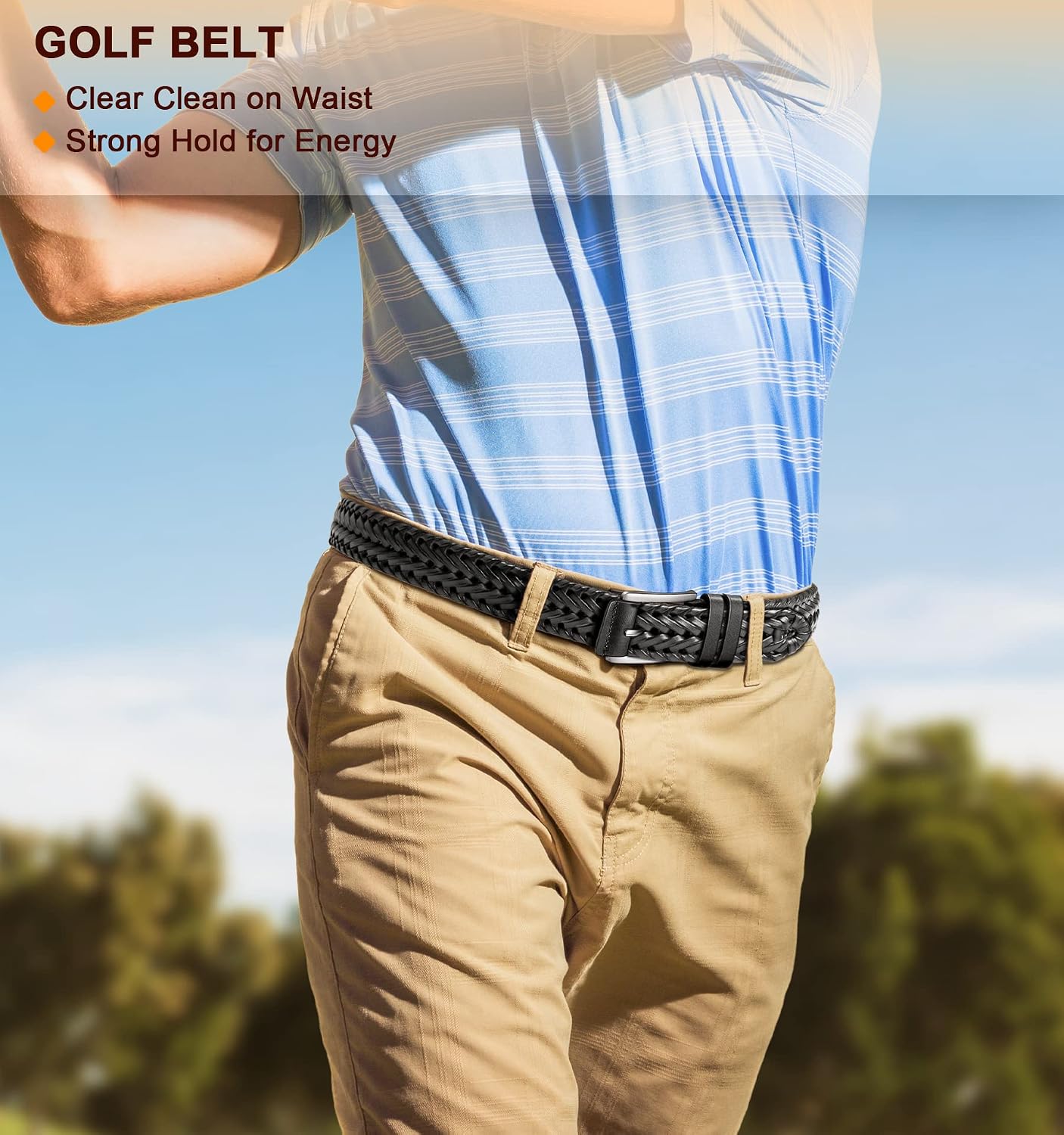 HOTBULLIANT Mens Belts,Leather Woven Braided Belts for Gift Men Casual Jeans Golf