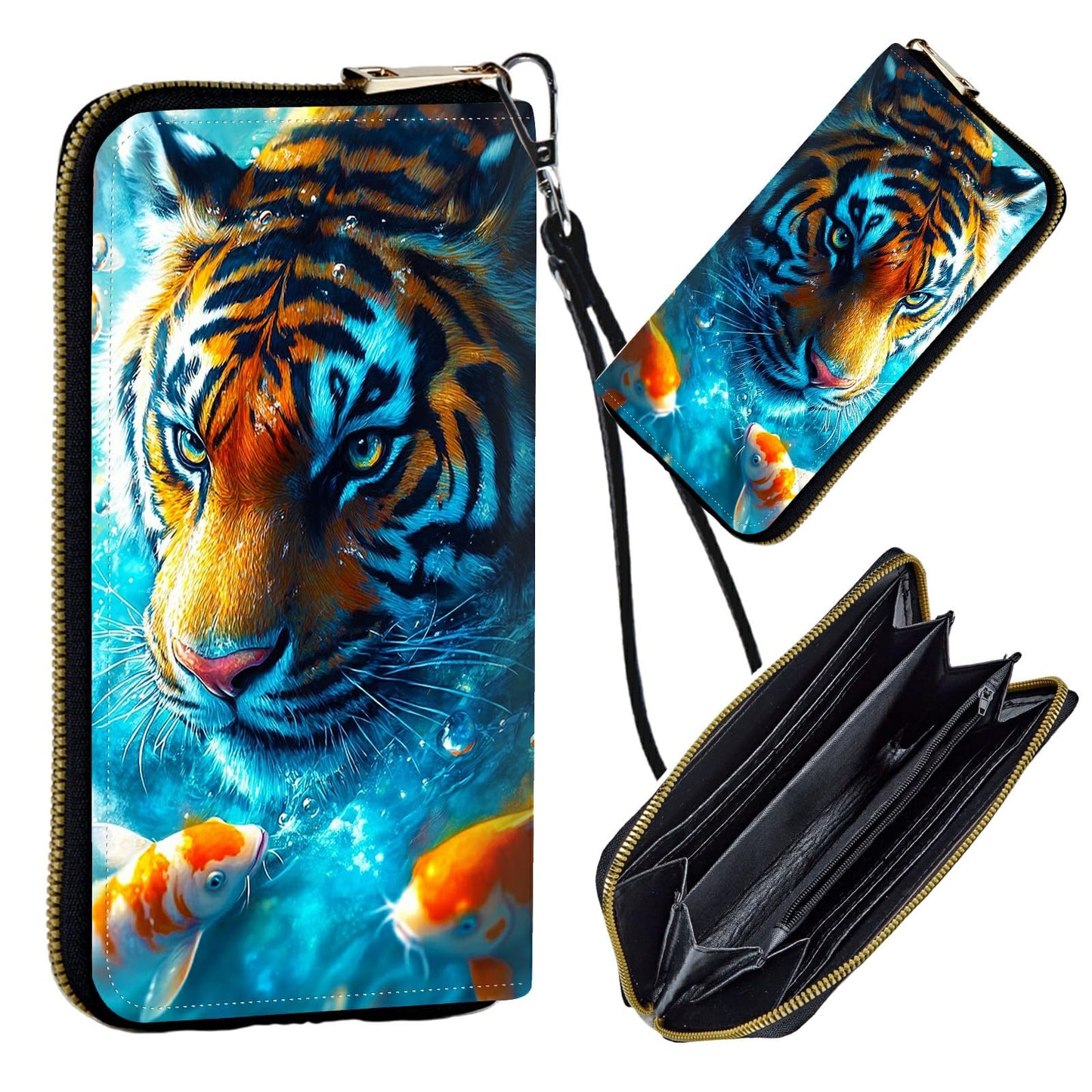HOTWomen's Wristlet Wallets for Ladies, RFID Blocking Leather Zipper Handbag Clutch Purse Money Holder Organizer for Travel Shopping, Ocean Octopus