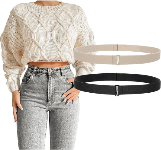 HOTJASGOOD Crop Top Tuck Waist Band Adjustable Band Tucking Sweaters Shirts Elastic Stretch Belts for Women Change Style of Tops